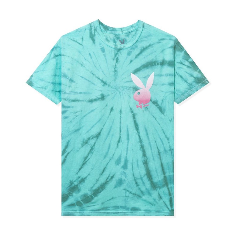 Playboy Repeating Masthead Tie-Dye T-shirt Heren Blauw | PLBY-593276