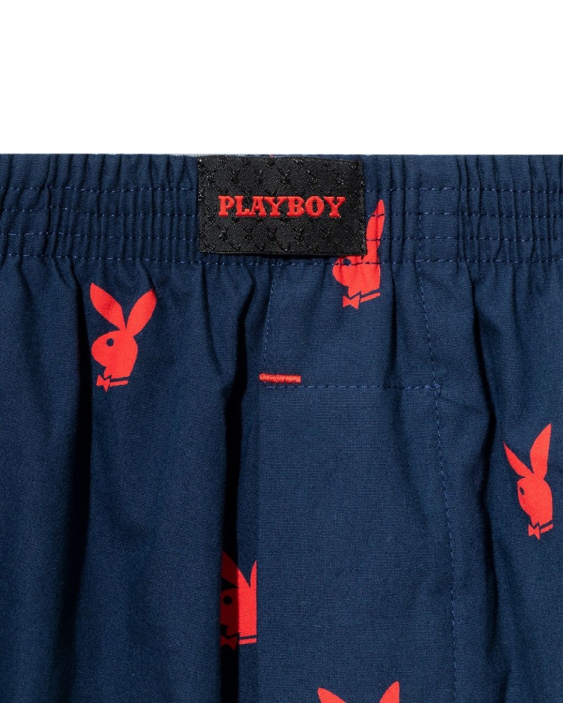 Playboy Repeating Rabbit Head Lounge Korte Broek Heren Blauw | PLBY-592951