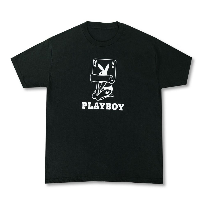 Playboy Rolling Card T-shirt Heren Zwart | PLBY-593165