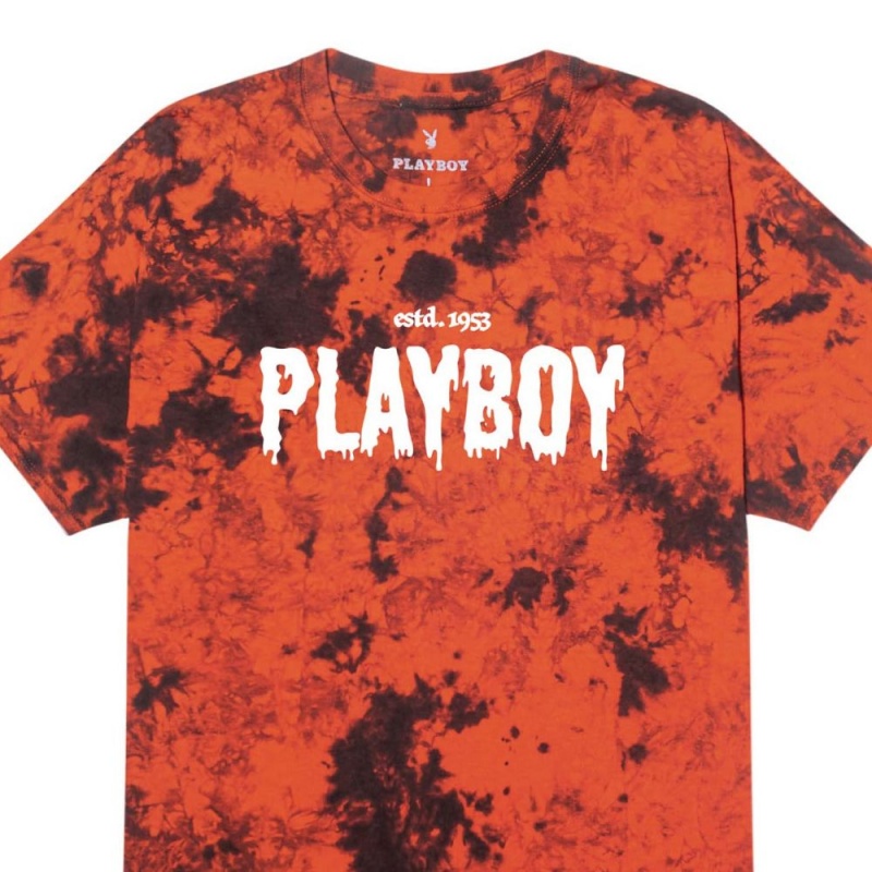 Playboy Slime Masthead T-shirt Heren Oranje Zwart | PLBY-593238