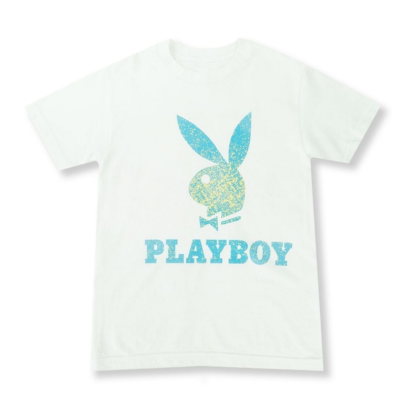 Playboy Static Bunny T-shirt Heren Wit | PLBY-593199