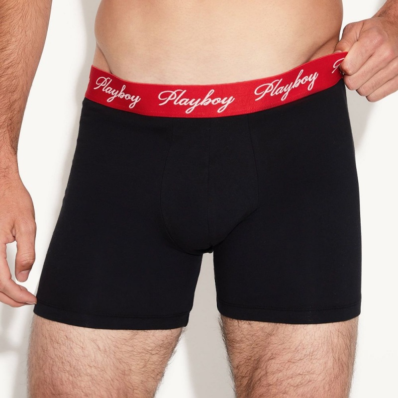 Playboy The Basics Boxer Brief Ondergoed Heren Zwart | PLBY-592941