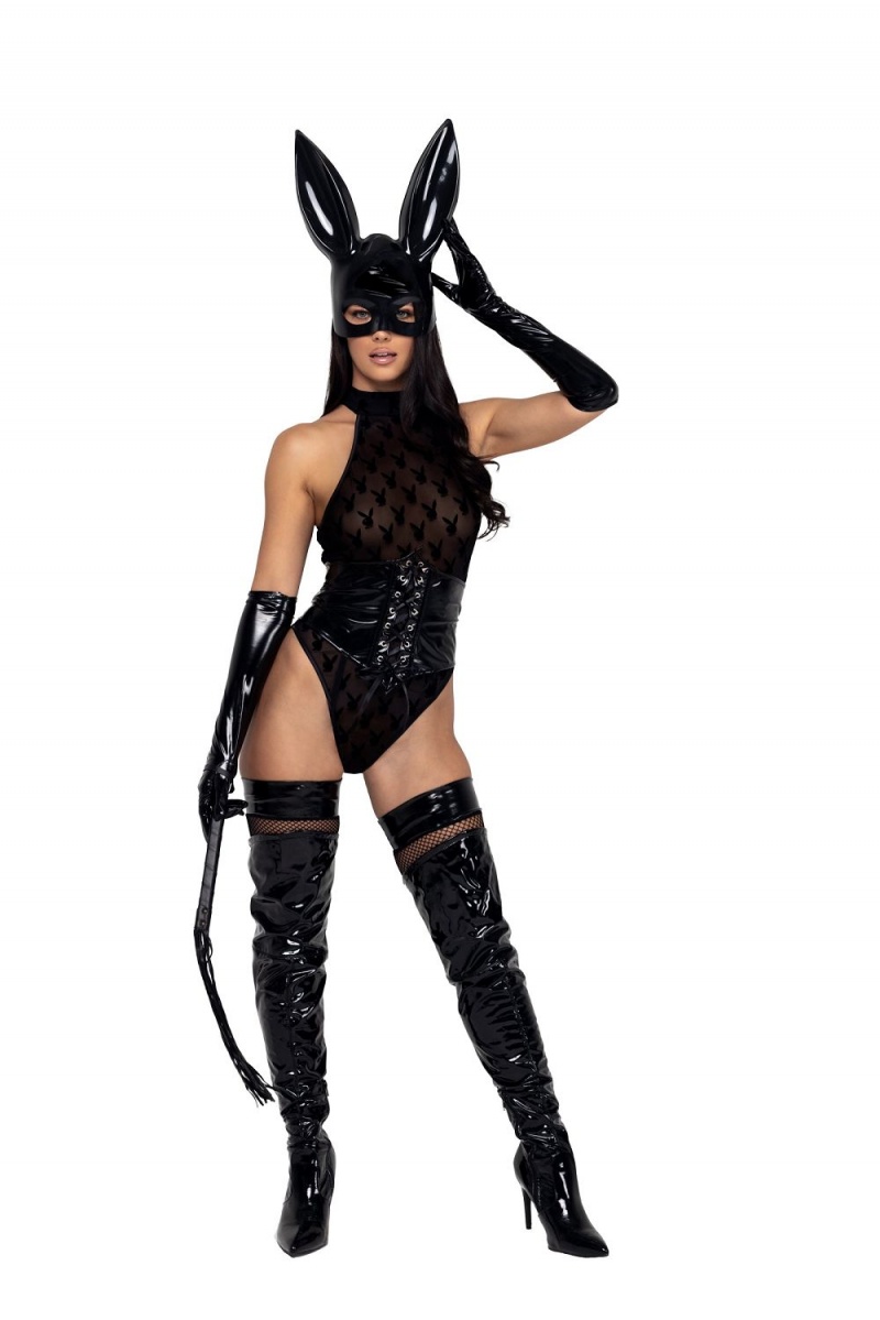 Playboy The Basics String Costumes Dames Zwart | PLBY-592717