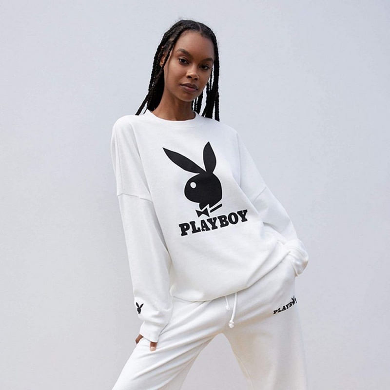 Playboy The Cozy Sleep Bunny Sweatshirt Dames Wit | PLBY-592867