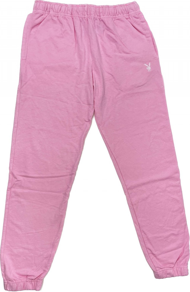 Playboy The Essentials Rib Triangle lette Joggingbroeken Dames Roze Wit | PLBY-592735