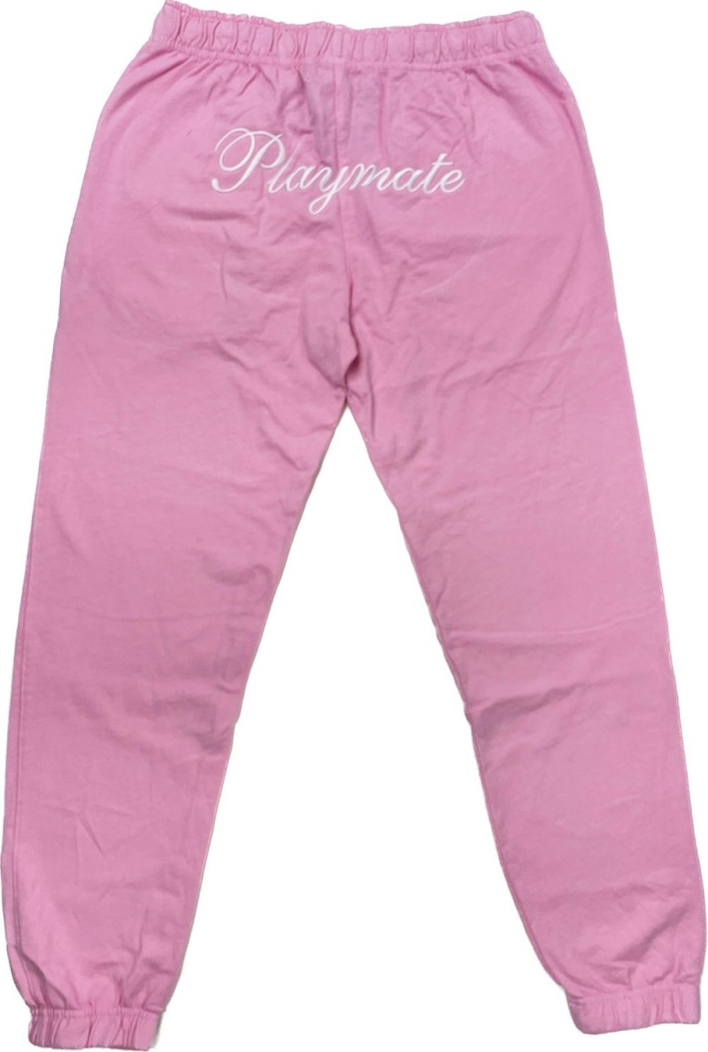 Playboy The Essentials Rib Triangle lette Joggingbroeken Dames Roze Wit | PLBY-592735