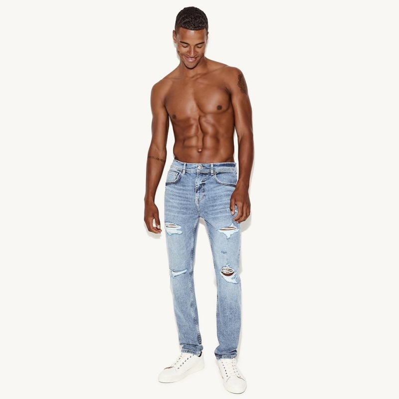 Playboy The Mager Jean Light Wash Destroy Broek Heren Lichtlichtturkoois | PLBY-592997