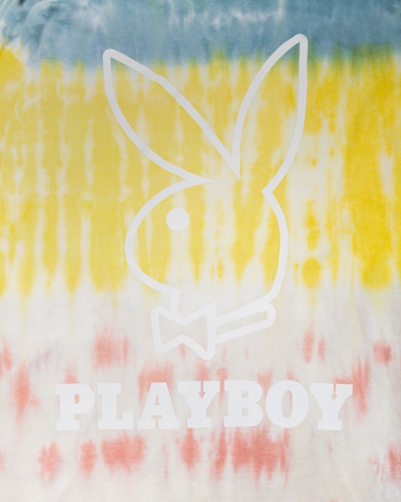 Playboy Tie-Dye Logo Long Sleeve T-shirt Heren | PLBY-593262