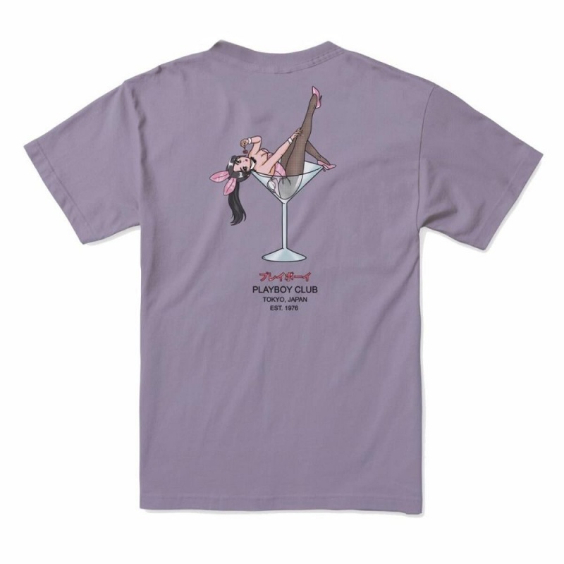 Playboy Tokyo Club Cherry Martini T-shirt Heren Zwart | PLBY-593202