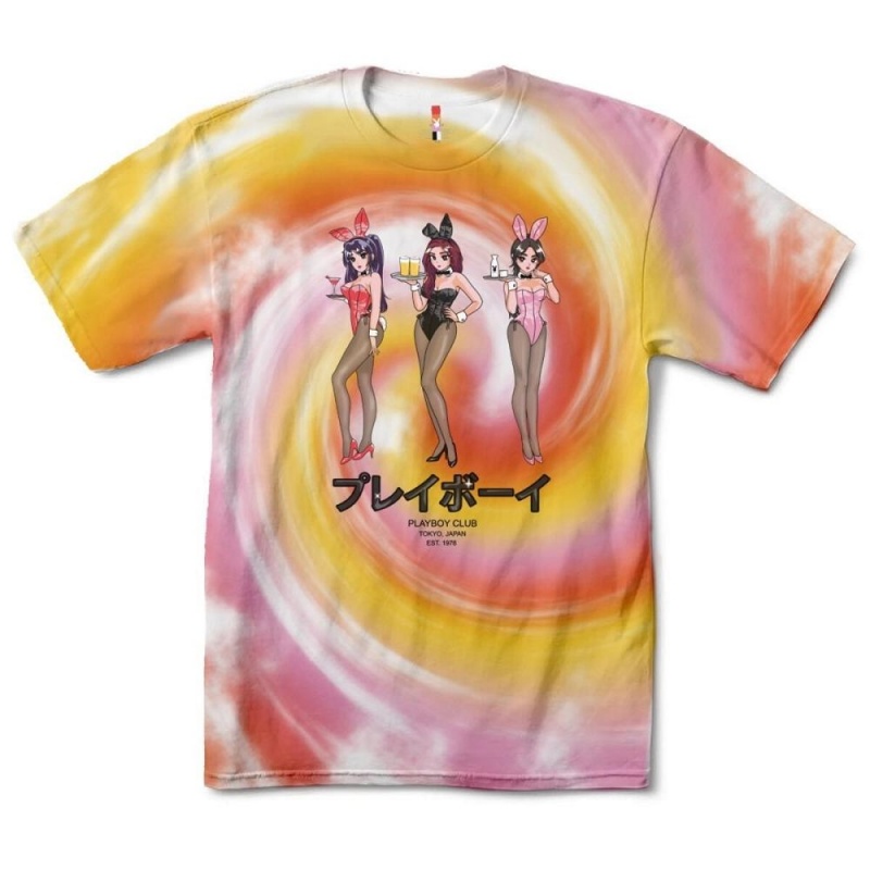 Playboy Tokyo Club Happy Hour Tie-Dye T-shirt Heren | PLBY-593177