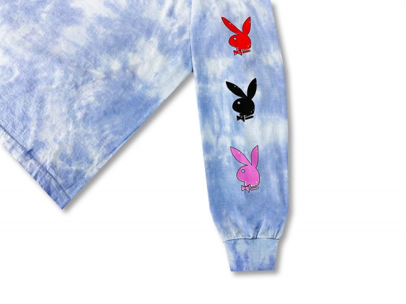 Playboy Tokyo Club Tie-Dye Bunny Long Sleeve T-shirt Heren | PLBY-593163