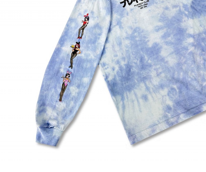 Playboy Tokyo Club Tie-Dye Bunny Long Sleeve T-shirt Heren | PLBY-593163