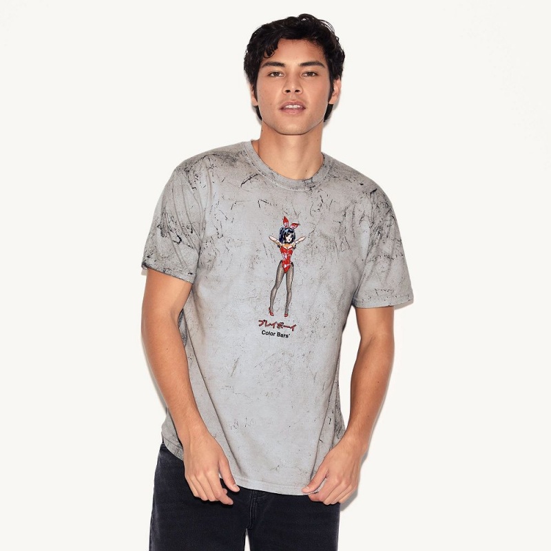 Playboy Tokyo Club Tight Squeeze Smoke T-shirt Heren | PLBY-593166