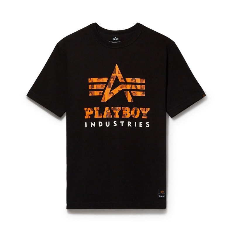 Playboy x Alpha Industries Klassieke T-shirt Heren Zwart | PLBY-593216