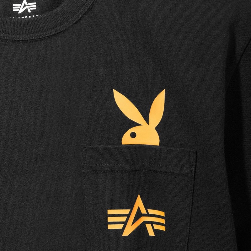 Playboy x Alpha Industries Play Forever Pocket T-shirt Heren Wit | PLBY-593217