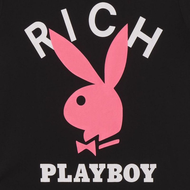 Playboy x John Richmond Logo T-shirt Heren Zwart | PLBY-593187