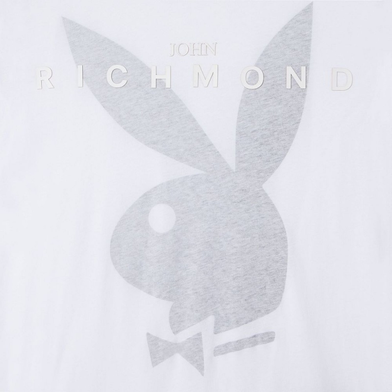 Playboy x John Richmond Rabbit Head T-shirt Heren Wit | PLBY-593231