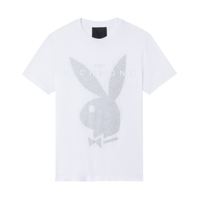 Playboy x John Richmond Rabbit Head T-shirt Heren Wit | PLBY-593231