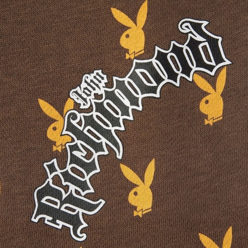 Playboy x John Richmond Repeating Rabbit Head Joggingbroeken Heren Bruin | PLBY-592972