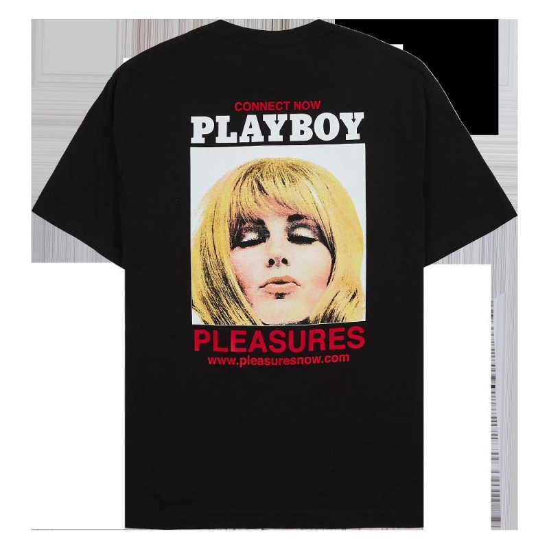 Playboy x Pleasures Connect T-shirt Heren Zwart | PLBY-593190