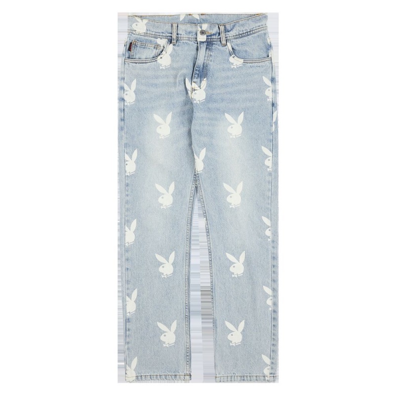 Playboy x Pleasures Scatter Denim Broek Heren Zwart | PLBY-592993