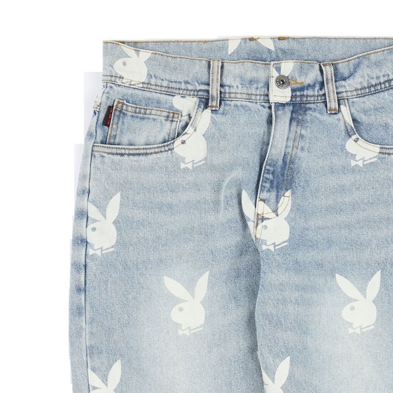 Playboy x Pleasures Scatter Denim Broek Heren Zwart | PLBY-592993