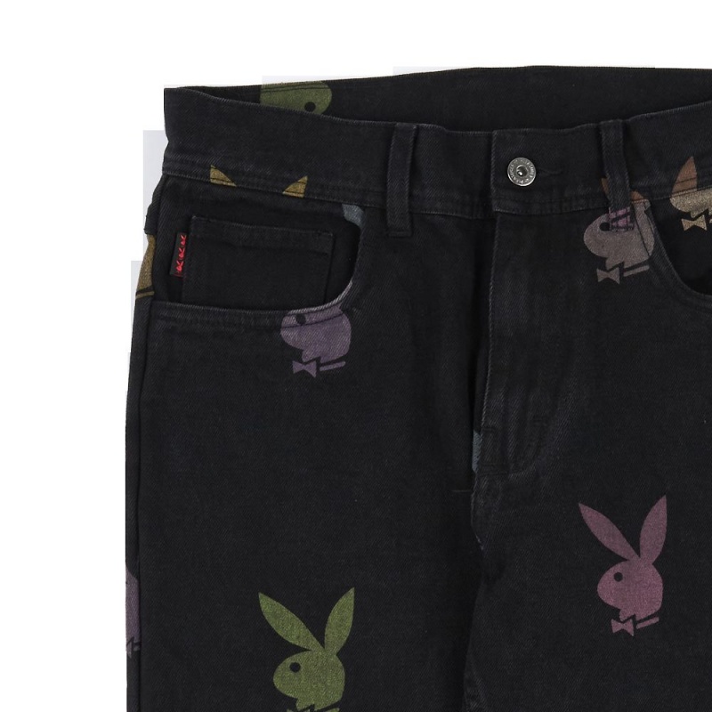 Playboy x Pleasures Scatter Denim Broek Heren Zwart | PLBY-592993