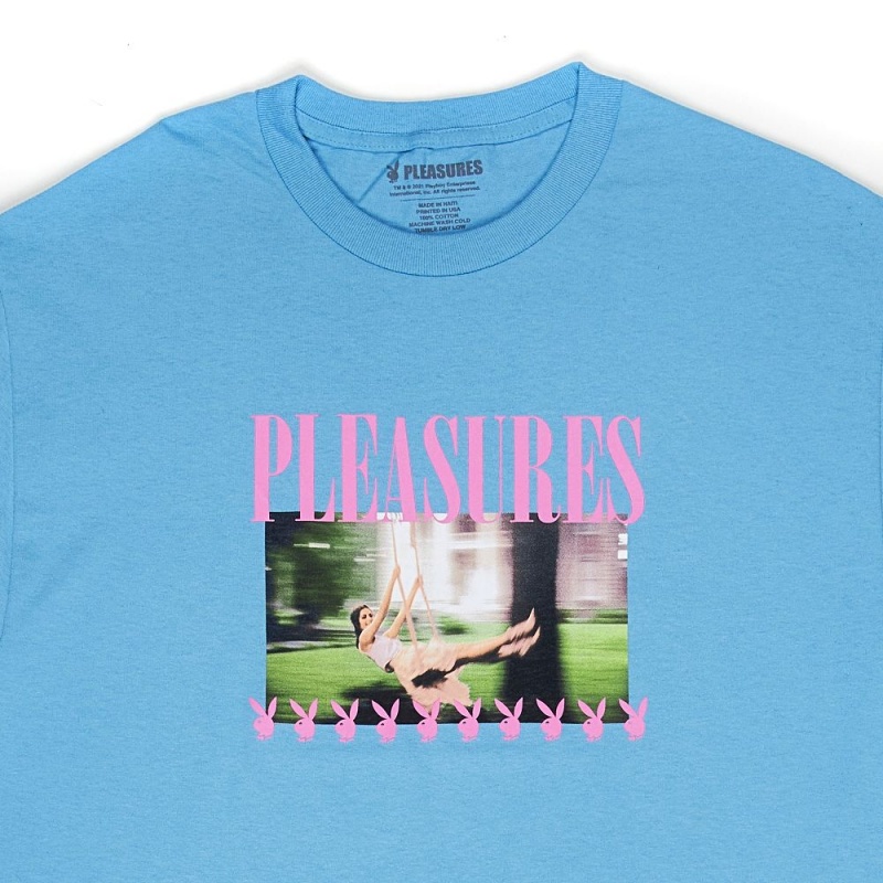 Playboy x Pleasures Swinging Playmate T-shirt Heren Blauw | PLBY-593223