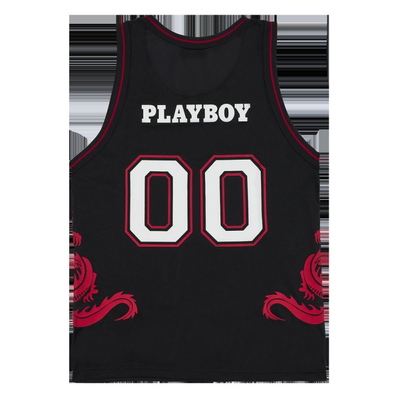 Playboy x Pleasures Tails Basketball Jersey T-shirt Heren Zwart | PLBY-593210