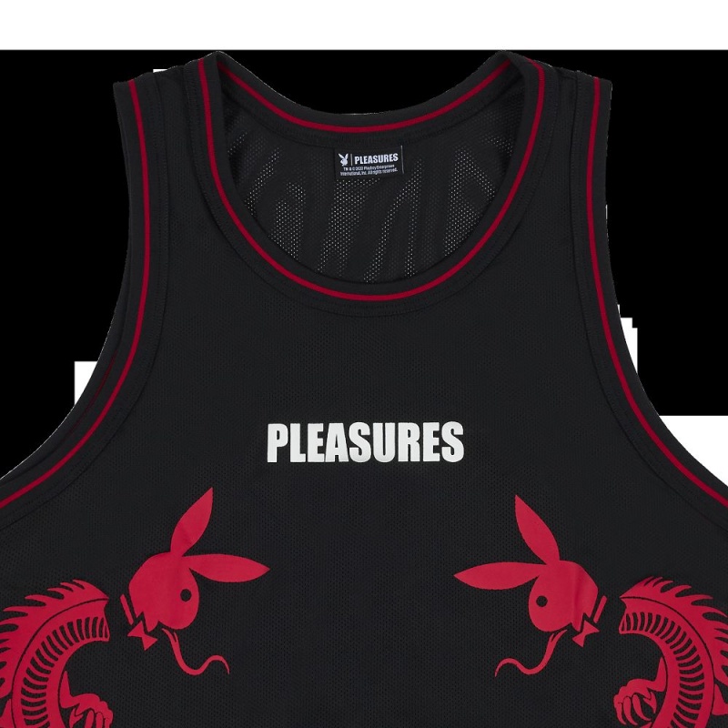 Playboy x Pleasures Tails Basketball Jersey T-shirt Heren Zwart | PLBY-593210